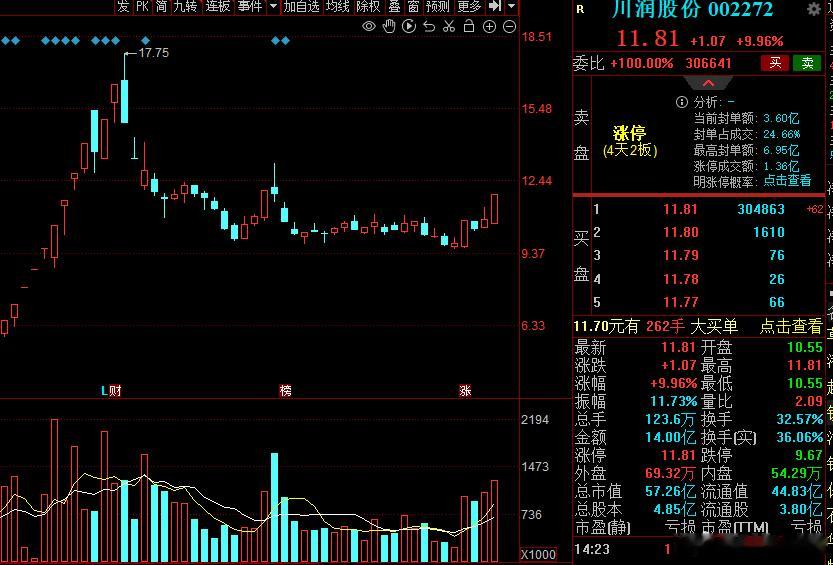 现在的游资票风格真是记吃不记打！川润股份底部止跌，四天两板反弹放量 