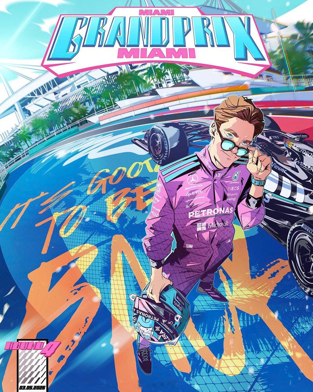 比赛周开启梅奔的迈阿密风格海报F12026f1迈阿密大奖赛