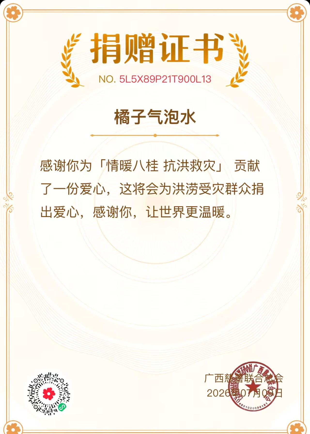 尽微薄之力，驰援广西洪灾🙏🏻。点滴善意，汇聚暖流，愿灾区同胞平安，早日重建家