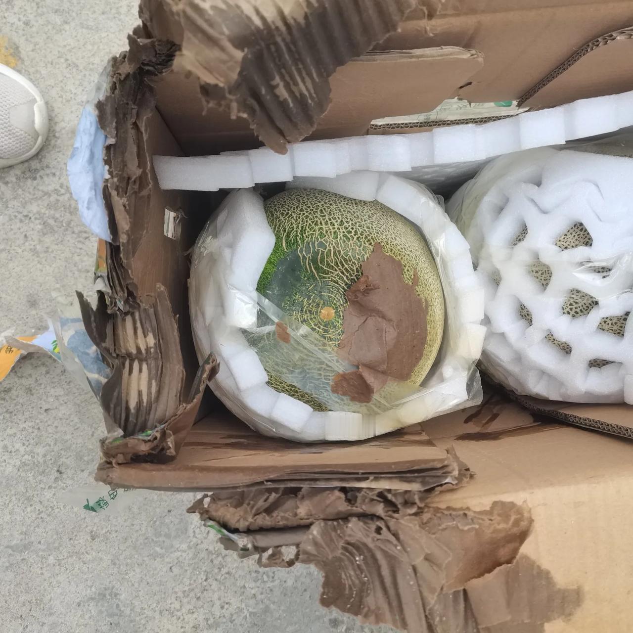 在米东区二钢市场一家经常买水果的店铺给内地老家和亲人发哈密瓜，到地方后，烂了4个