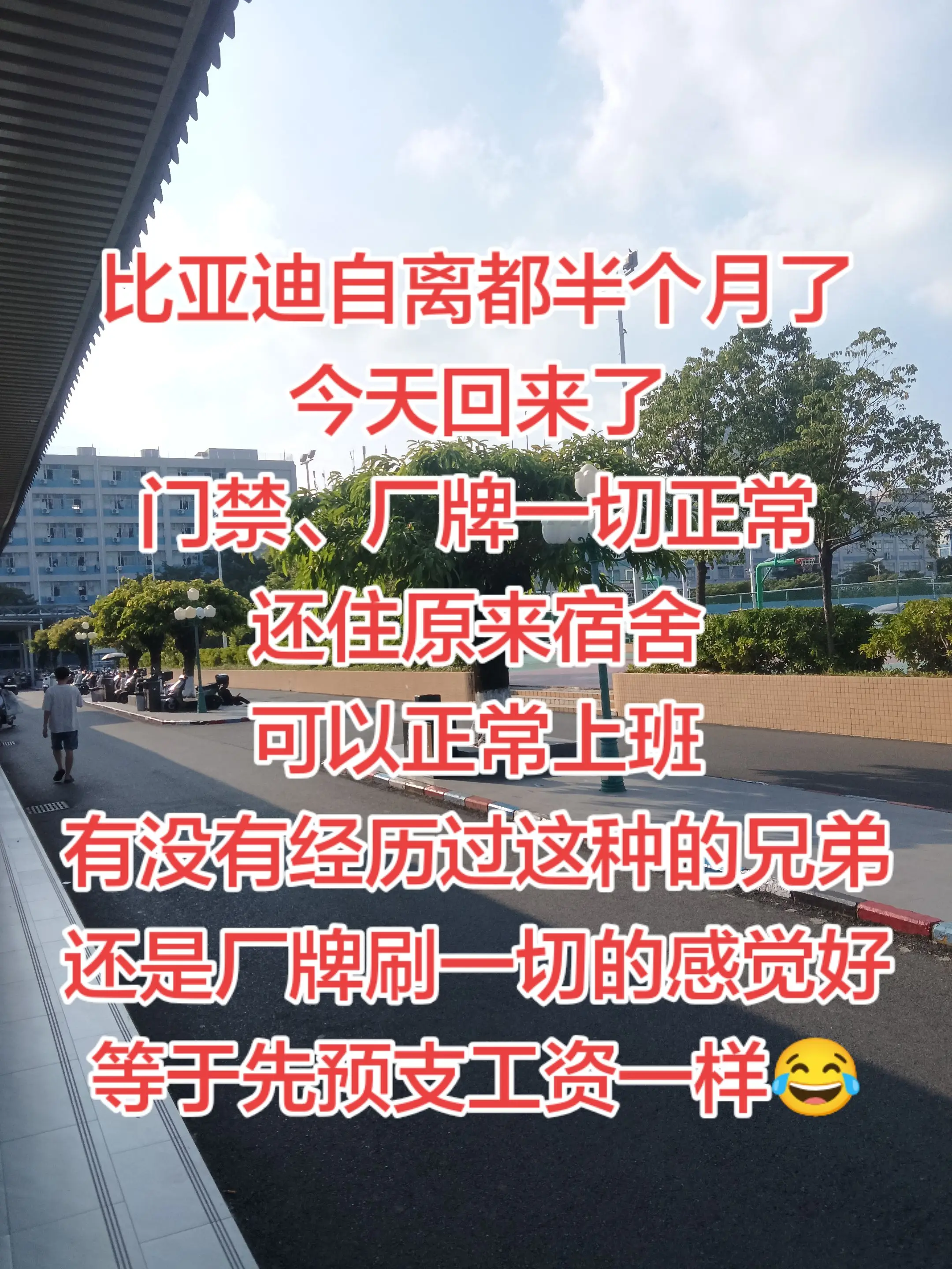 回迪迪了。在深圳宝龙比亚迪自离半个月了，今天回来人脸识别、厂牌、门禁一...