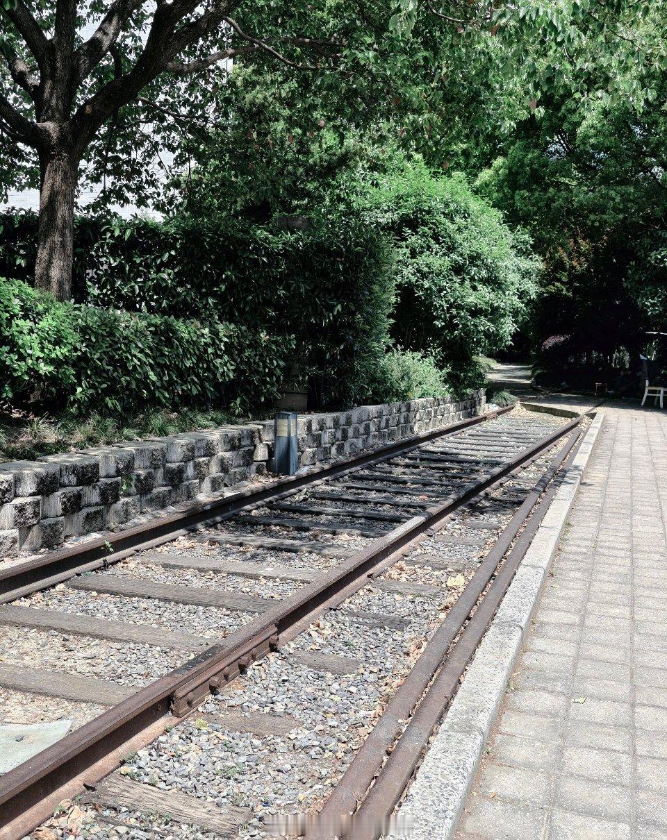 上海长宁虹珠市场旁的百年铁路在长宁区凯旋路与中山西路交界的虹珠市场周边，一段旧轨