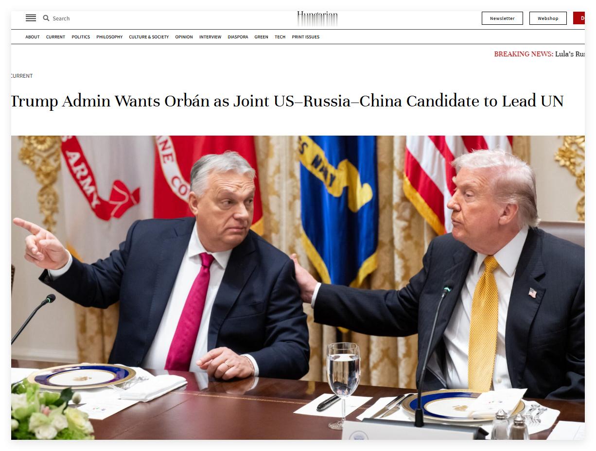 特朗普要推欧尔班当联合国秘书长。其实方式也不复杂，美国同意，那么中俄会同意吗？十
