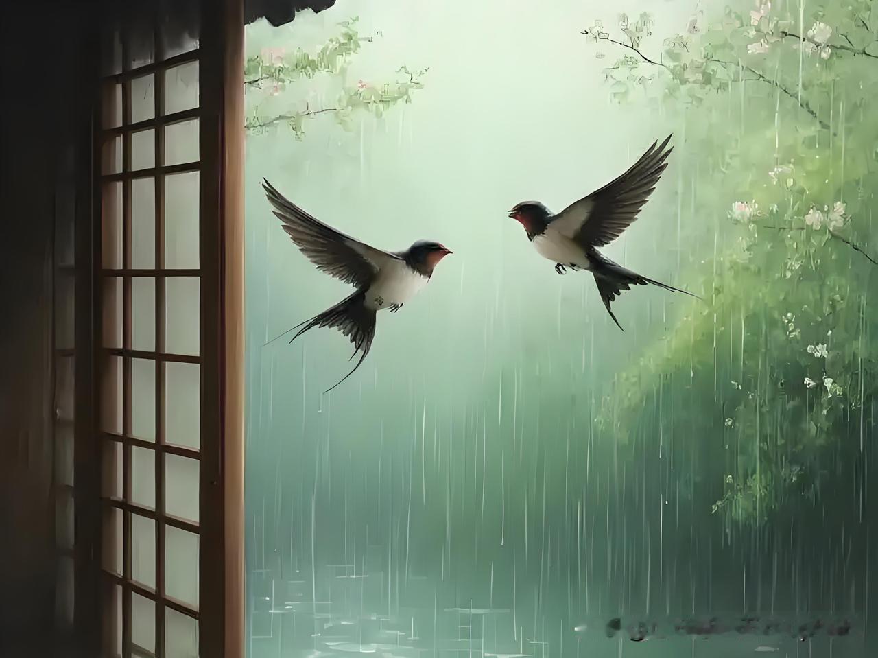 《隋宫燕》
——唐·李益
燕语如伤旧国春，
宫花一落已成尘。
自从一闭风光后，