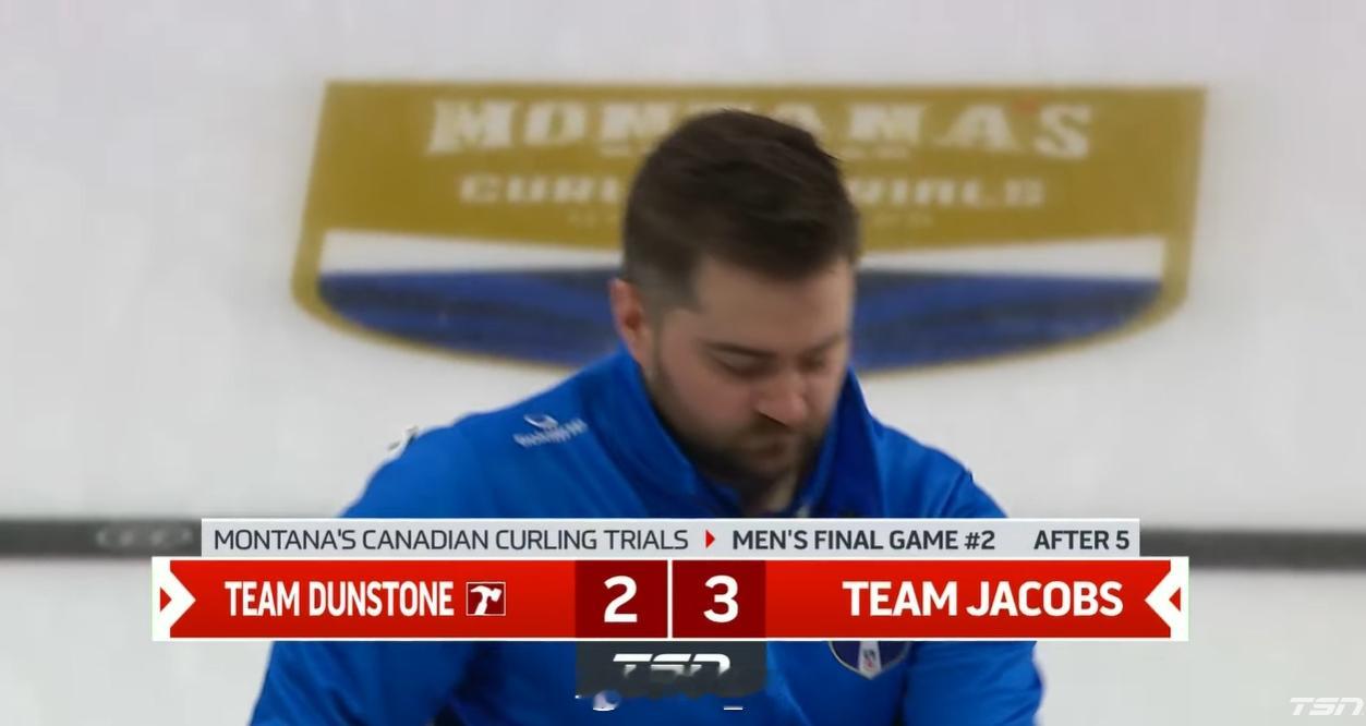 加拿大冰壶奥运选拔赛 决赛第二场半场结束3-2，有的打 