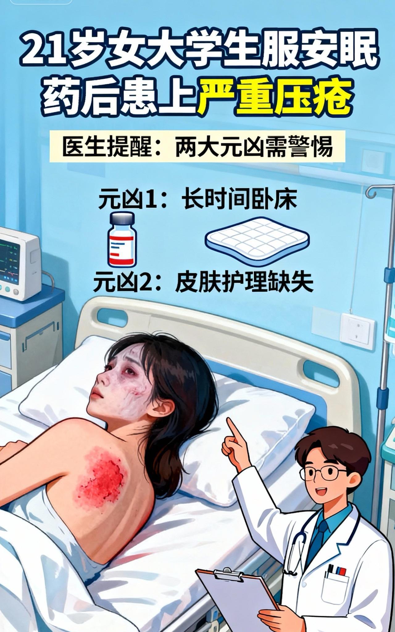 21岁女大学生深夜服安眠药，醒来竟患上严重压疮！医生点出两元凶

近日，一名21