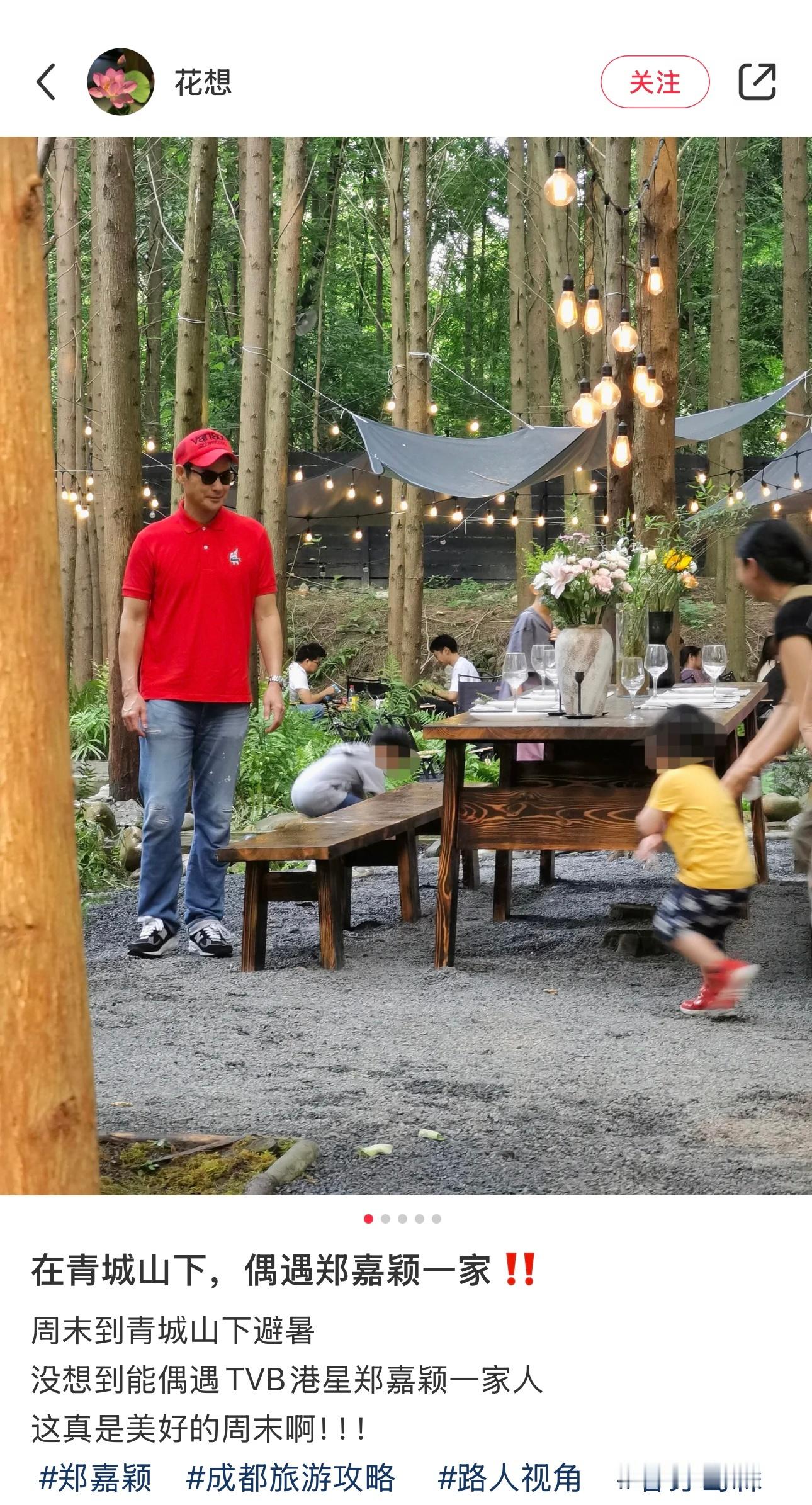 成都网友偶遇郑嘉颖一家 ​​​