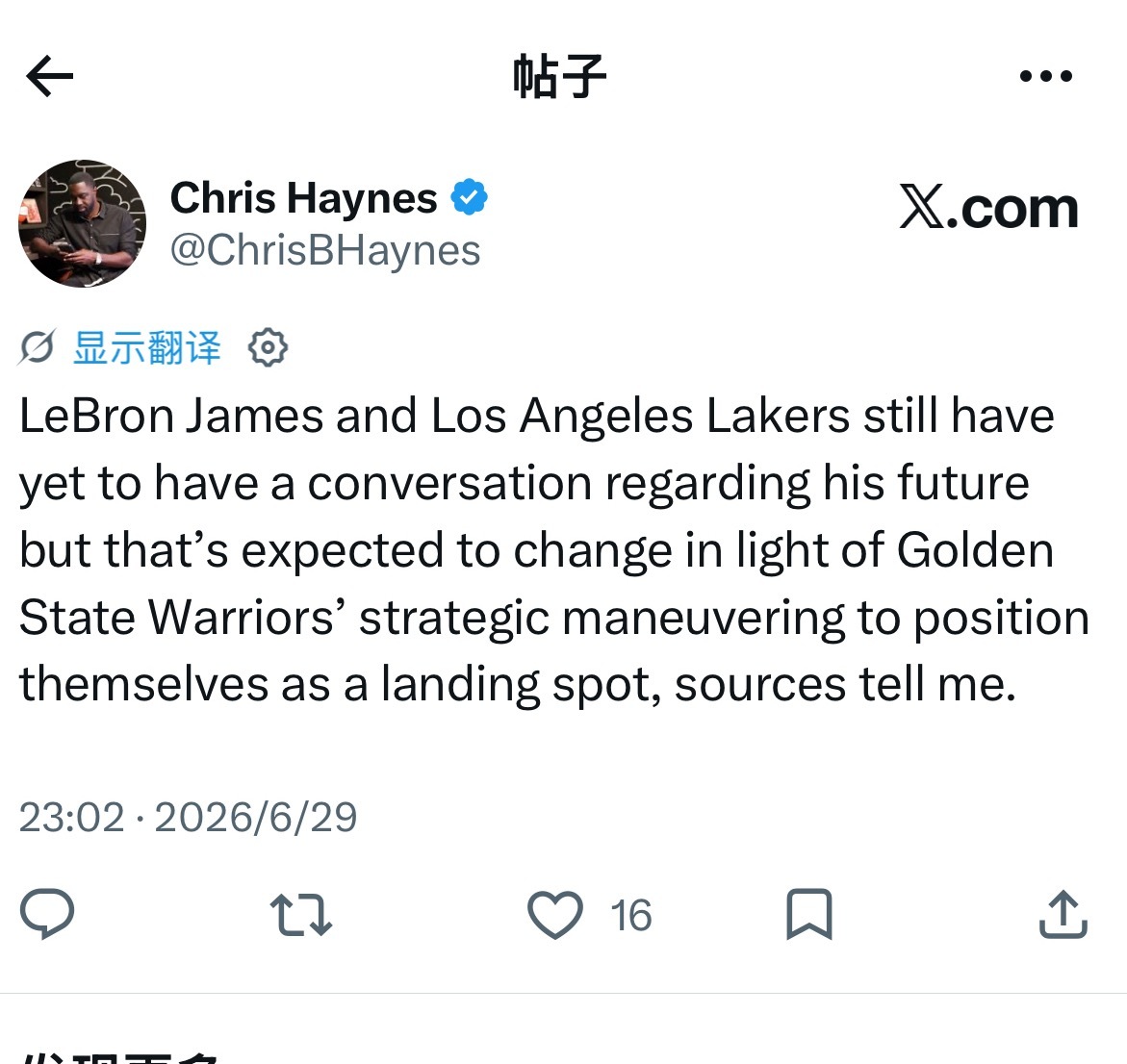 Chris 他的信息是最权威和真实的 湖人至今没有和詹姆斯进行过任何对话随着勇士