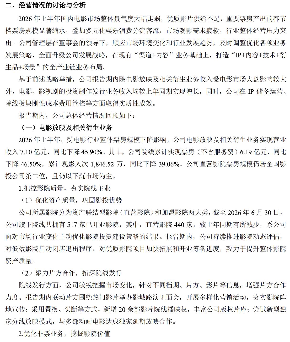 横店影视发布2026年半年度报告。公司在2026年上半年产生8.07亿元营业收入