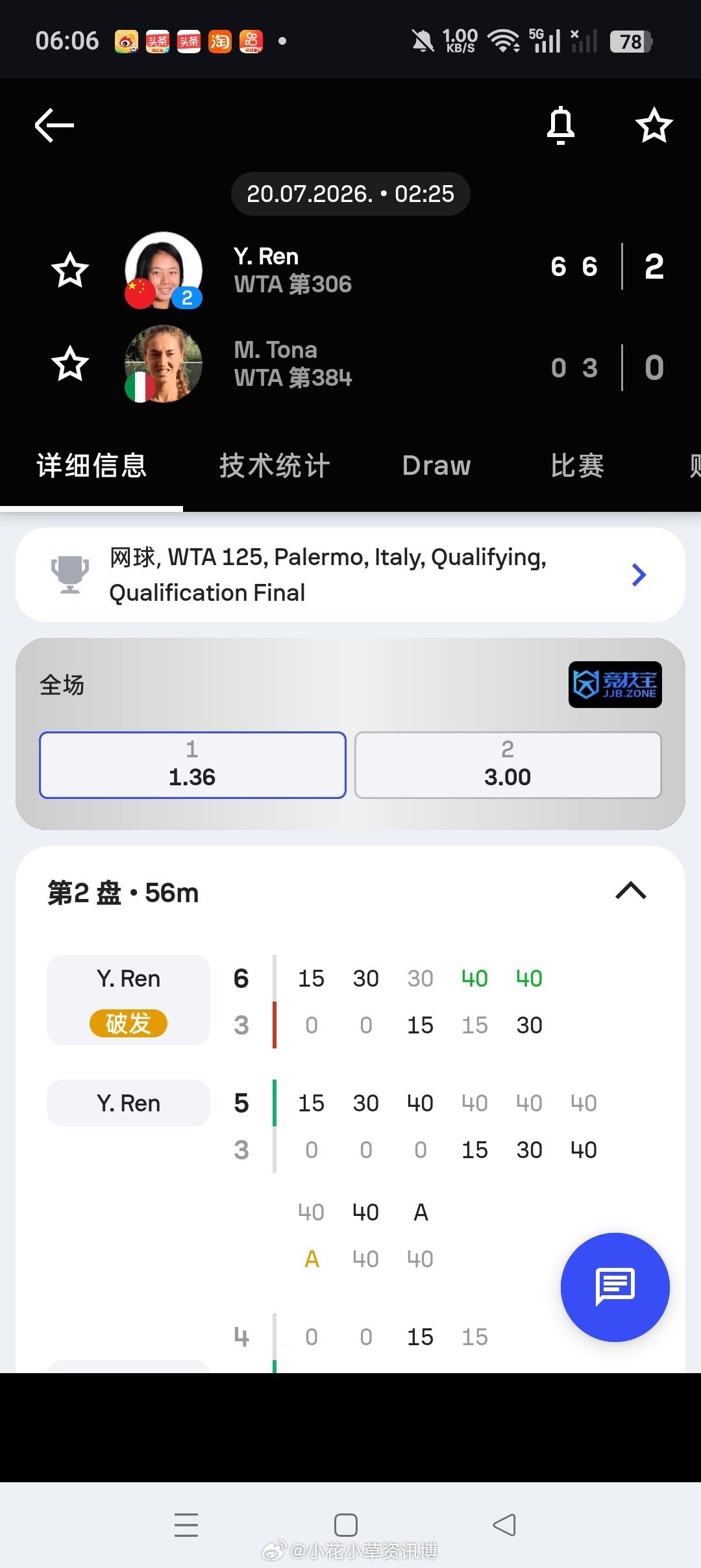 小花小草资讯小花小草资讯【🇮🇹巴勒莫WTA125】女单资格赛决胜轮2号种子?