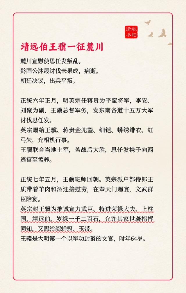 靖远伯王骥。