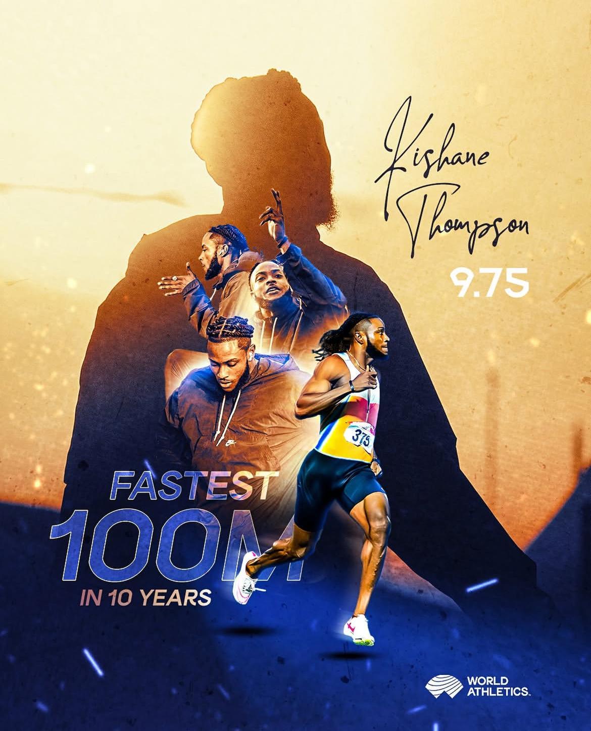 世界亟待新王🇯🇲汤普森9秒75，成为2015的🇺🇸加特林后，10年来世界