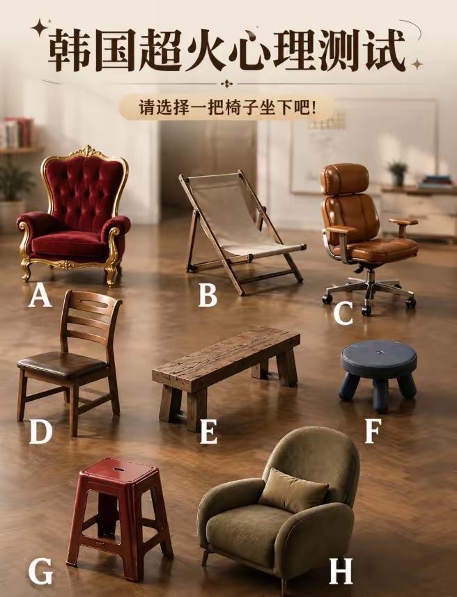 超准的心理测试：选择一把椅子，测试一下你的性格特点、处事风格！先不要看答案，看看