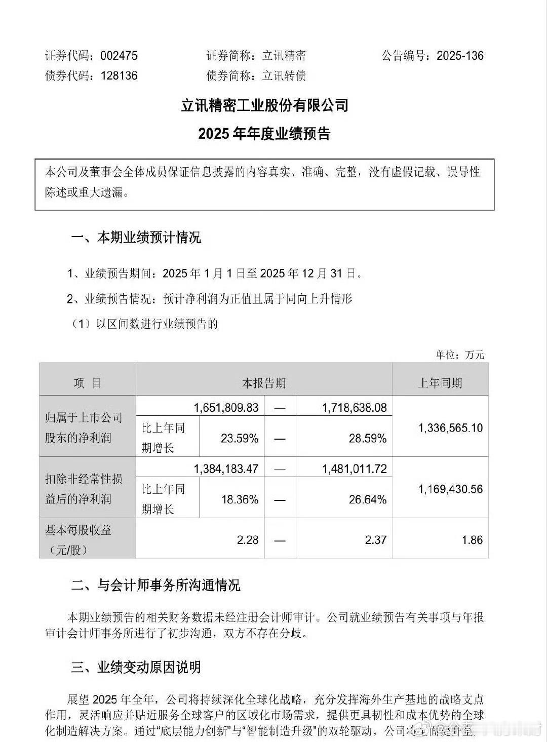 立讯精密业绩大涨立讯精密预计全年净利润超165.18亿 【立讯精密发布三季报：前