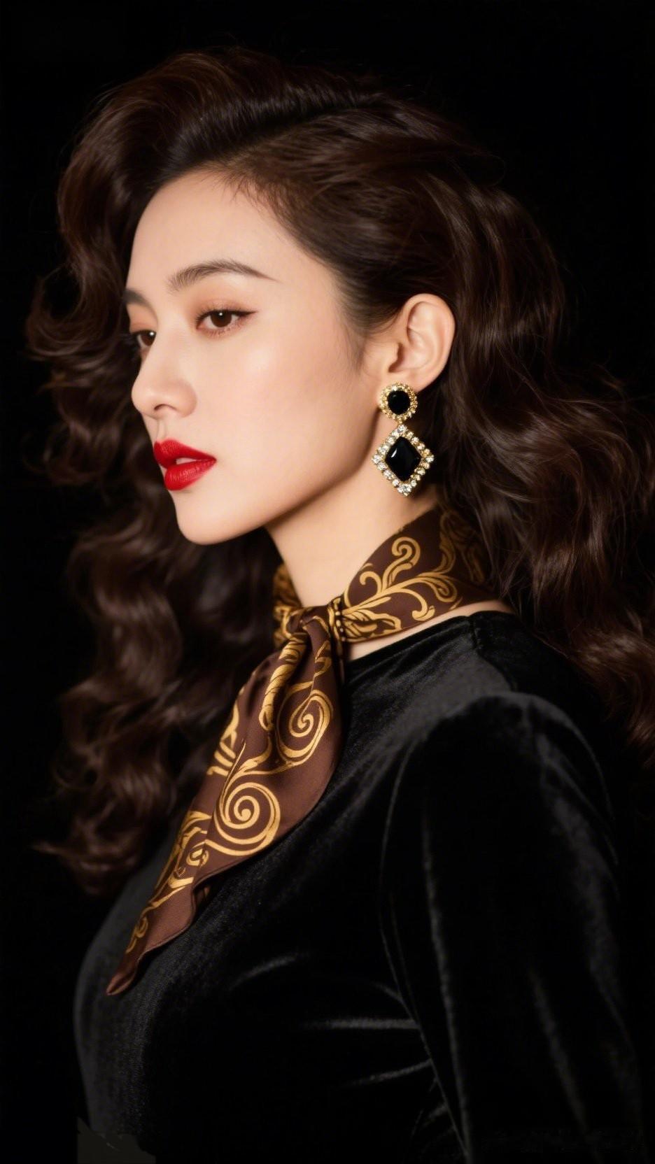复古优雅，红唇黑丝，尽显女性魅力！