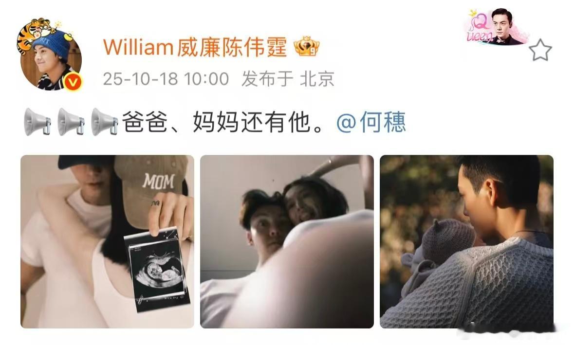 陈伟霆何穗的孩子得有多好看  咱就是说陈伟霆何穗的孩子得有多好看，毕竟两个人的颜