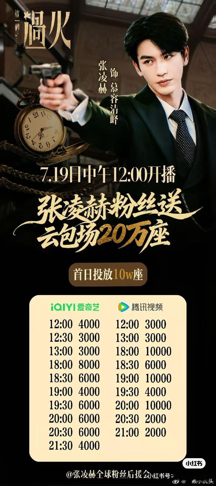 张凌赫粉丝准备20万座云包场，欢迎大家来看《这一秒过火》这一秒过火今日开播