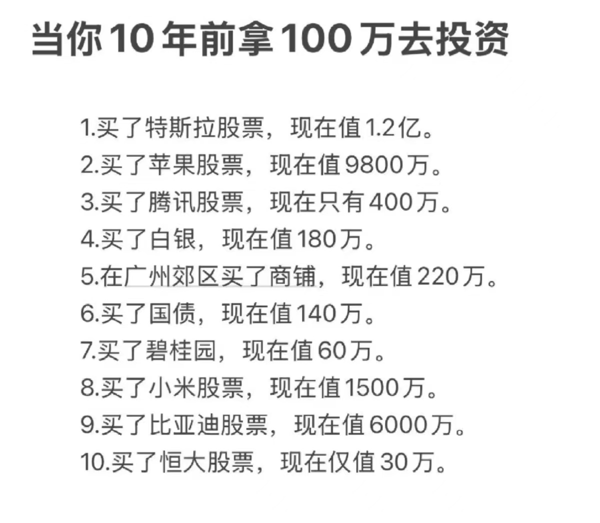 如果十年前我有 100 万 ​​​