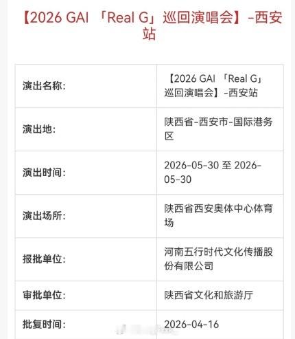 GAI第二个体育场演唱会要来了🔥西安奥体中心体育场！已过审！gai