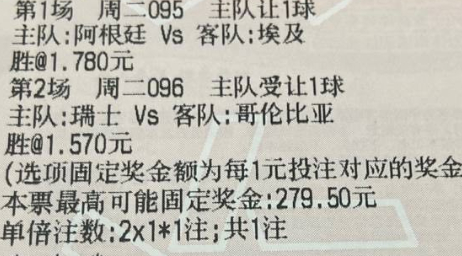 No.1阿根廷vs埃及No.2瑞士vs哥伦比亚 