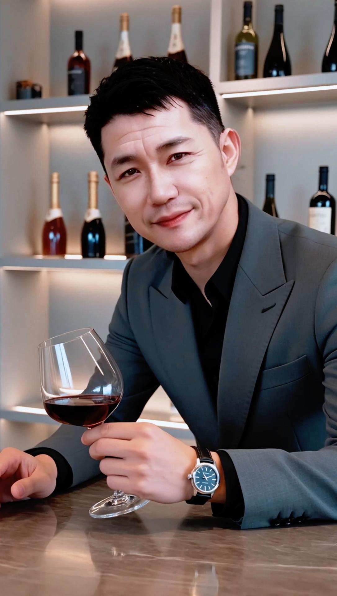 AI西装品酒照 随变ai随便玩