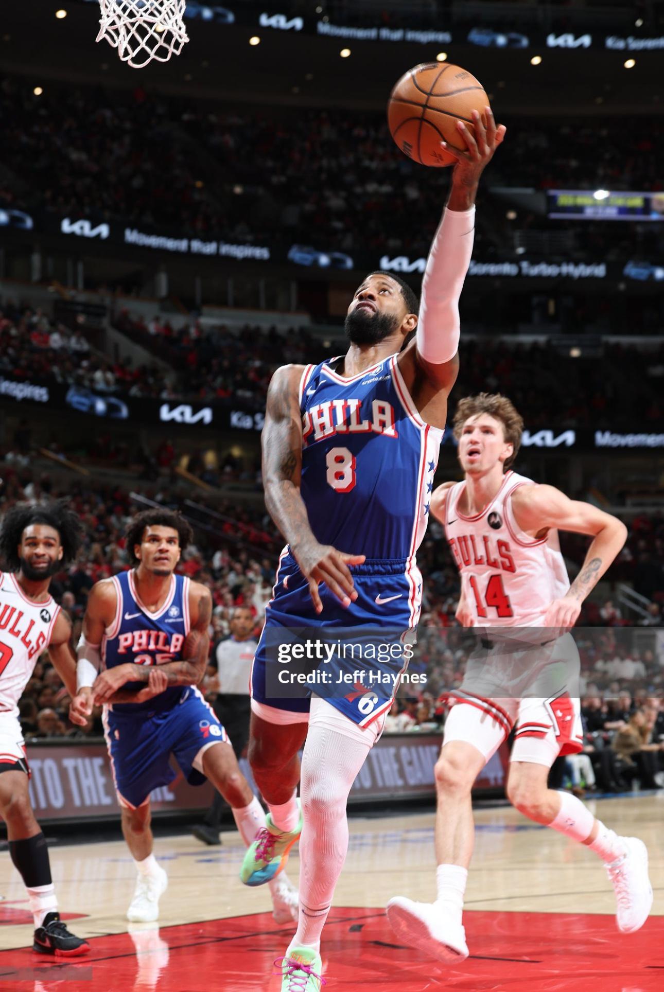 全场比赛结束：76人队客场102-109不敌公牛队，球队遭遇两连败！篮板痴汉！乔