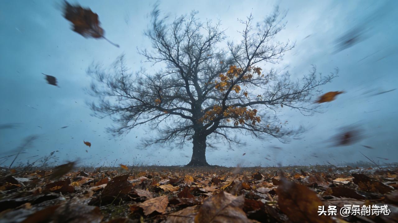 寒风扫尽千树叶，
细雨润活一池荷。
“寒风”与“细雨”相对，分别代表不同天气状况