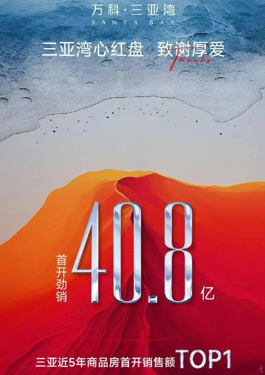 大卖！万科·三亚湾965套房一次性推出，最低总价400万元，今天开盘成交40.8