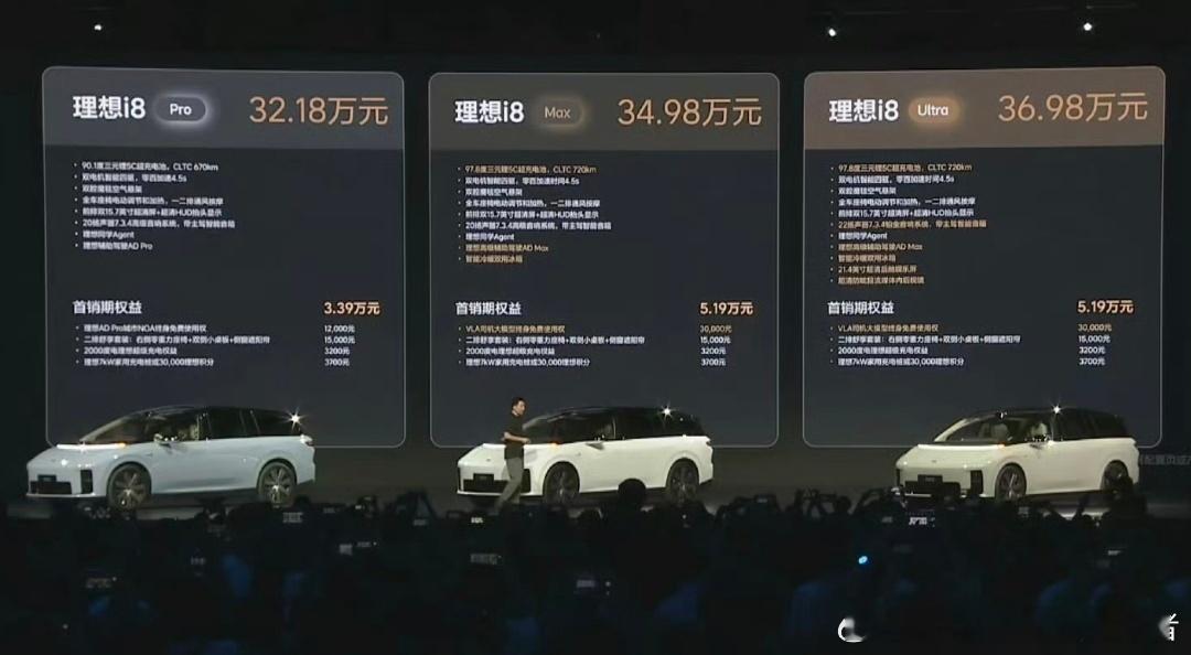 理想i8价格理想i8价格来了，售价32.18万至36.98万。一台酷似MPV的纯