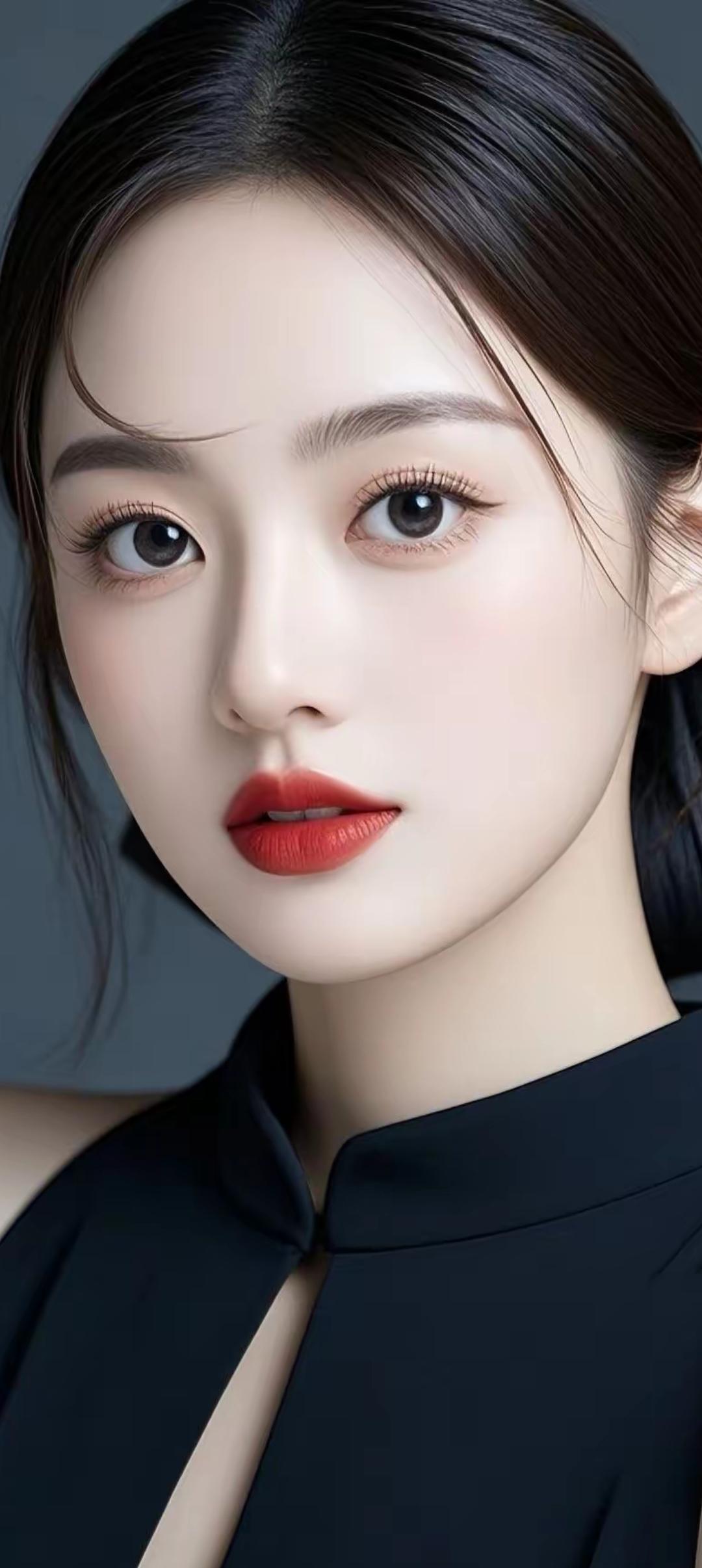 优雅黑衣女郎，红唇诱惑，尽显迷人魅力！💄👗✨