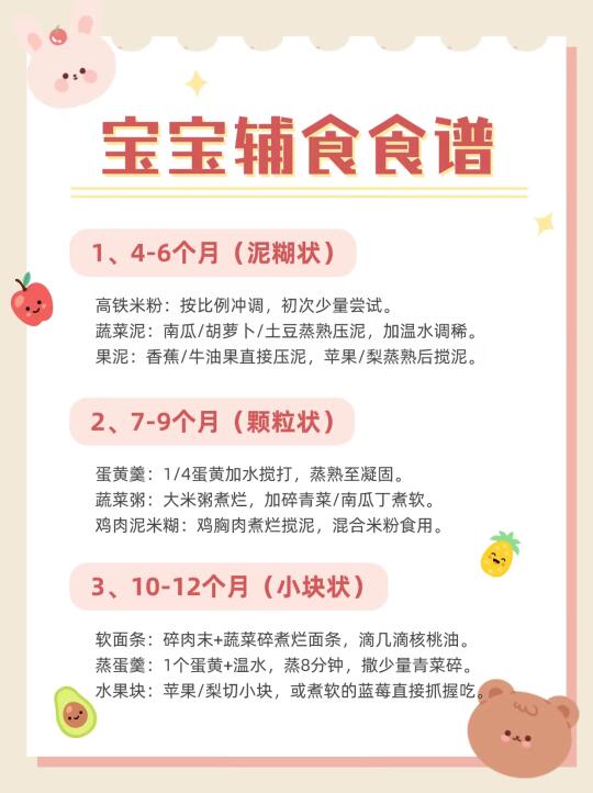 宝宝辅食添加指南