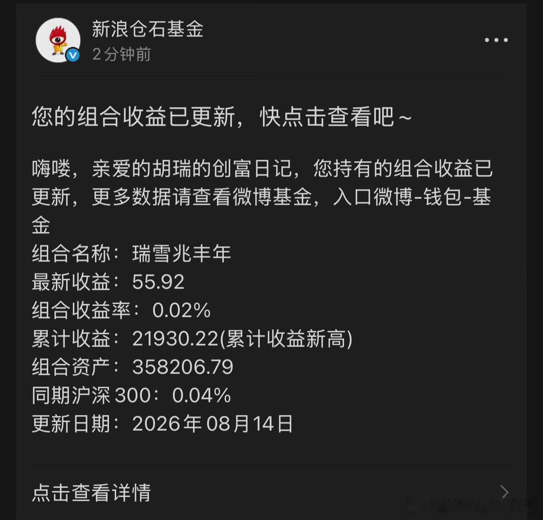 今天又赚钱啦！累计收益再创新高基金每日复盘买基金上微博