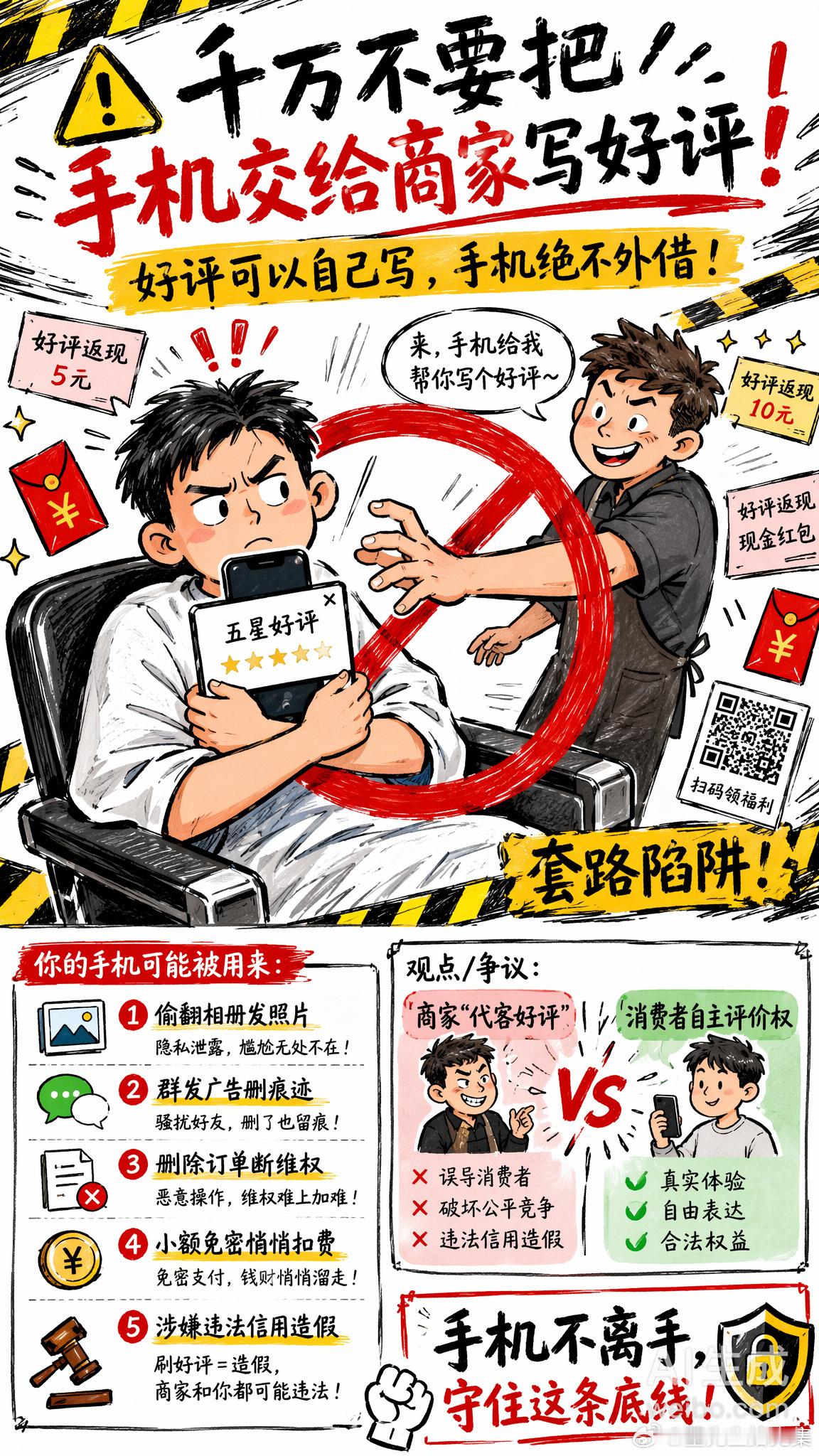 千万不要把手机交给商家写好评好评为名，账号遭滥用 跨平台刷好评与发布内容：操作远