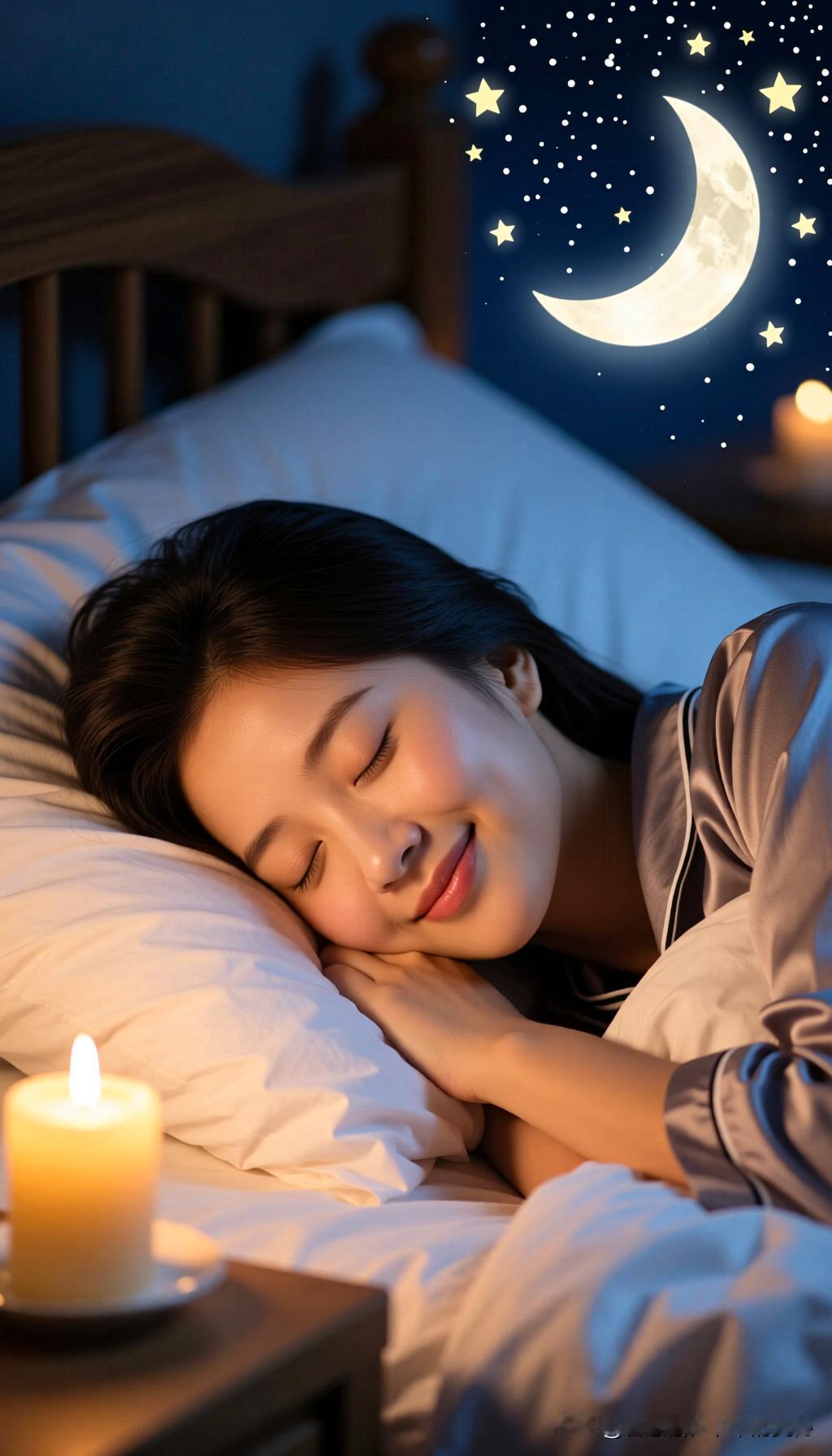 在这个静谧的夜晚，放慢你的呼吸，让每一次深长的吸气都带入一份宁静与安详。闭上眼睛