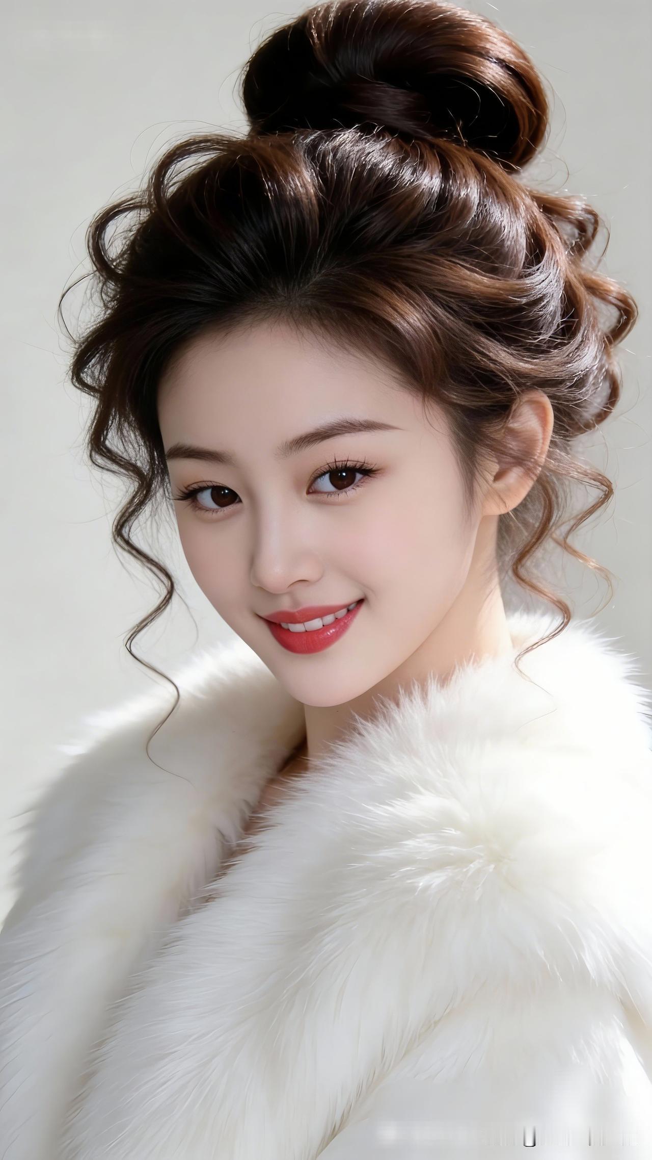 笑颜如花绽，美似画中仙。哪位是你们心中的女神呢 优雅发髻，温柔微笑，冬日里的温暖