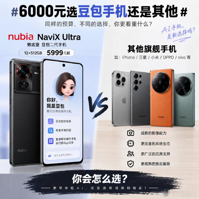 6000元选豆包手机还是其他今天下午努比亚NaviX Ultra也就是豆包二代正