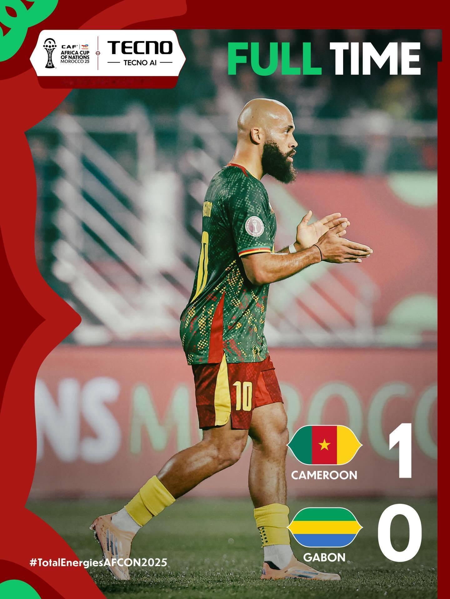 非洲杯 小组赛：喀麦隆1：0加蓬队。🎖️ 喀麦隆队姆伯莫🇨🇲当选本场比赛最