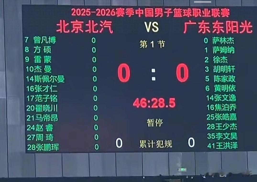 元旦大战，决胜关键不在徐杰，不在萨林杰，而在胡明轩！北汽当家后卫缺阵，而广东的鬼