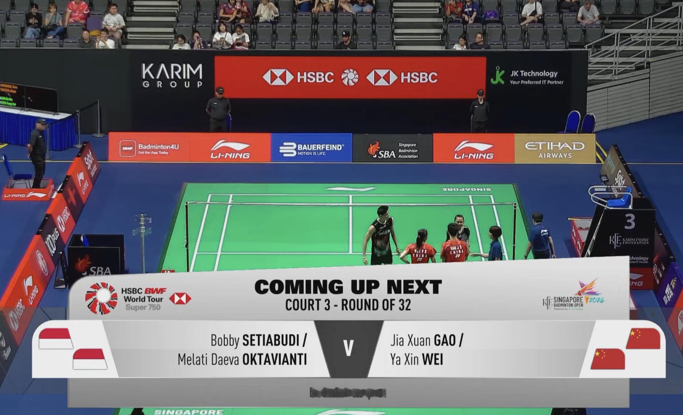 高家炫/魏雅欣🇨🇳 vs 🇮🇩塞蒂亚布迪/梅拉蒂，比赛马上开始！2026