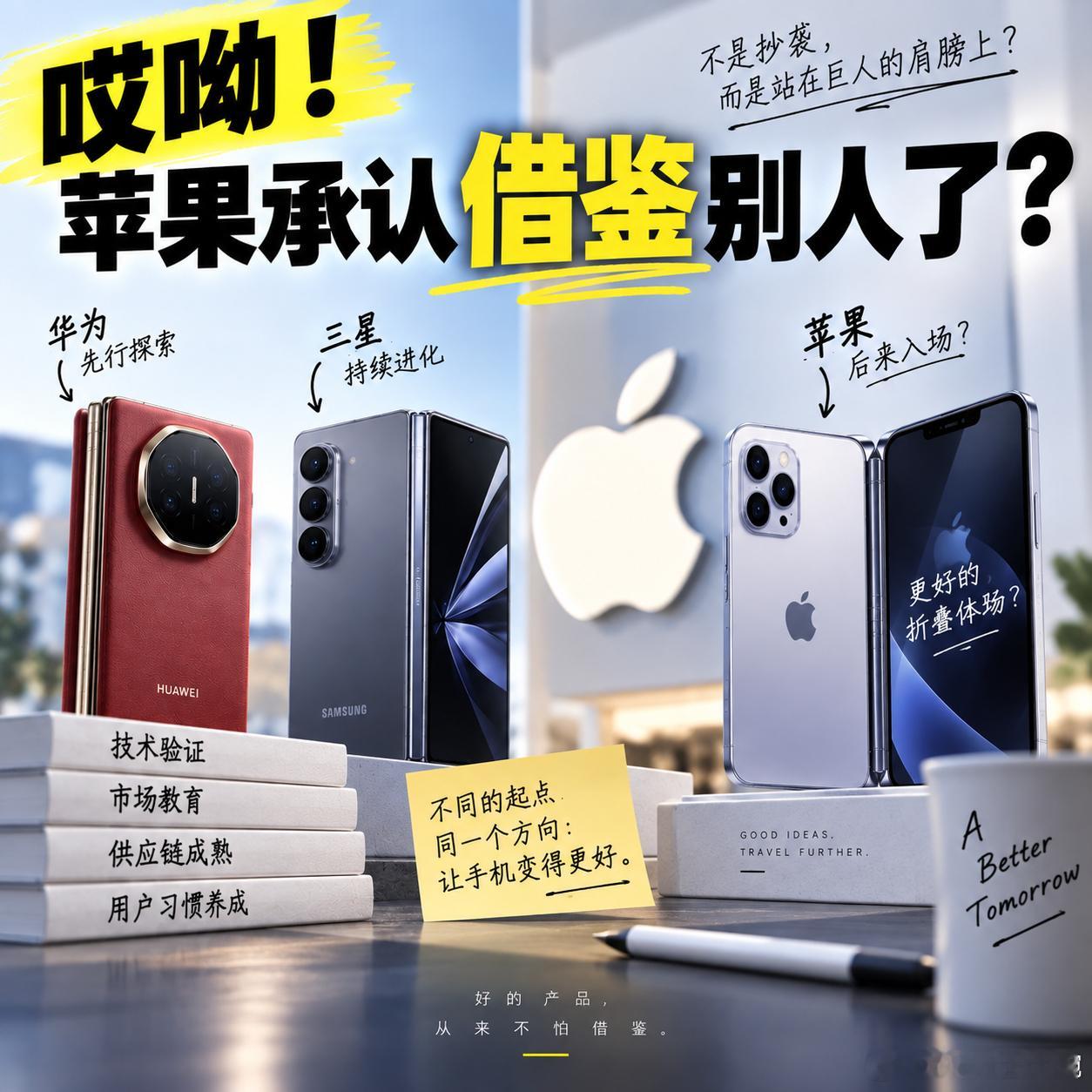 库克承认是看华为等厂家出折叠机才出的哎呦！苹果承认借鉴（chao）别人了？过去十