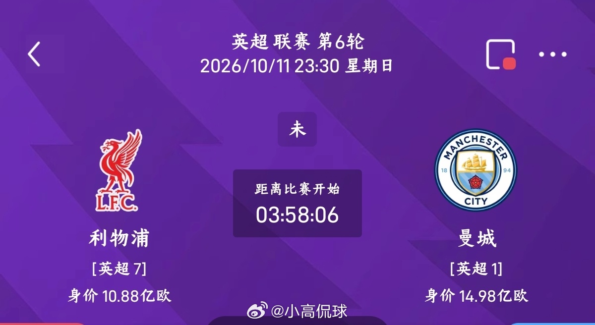 利物浦vs曼城018英超方向：客胜优先，防平比分：1:2、1:1、0:2总进球：