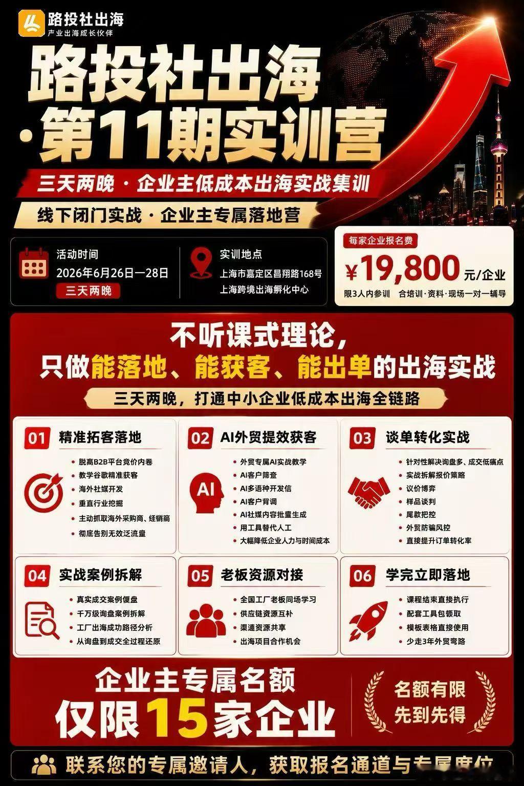 【出海，重在出发】26日-28日，中国上海，第11期出海实操训练营开营。现场手把