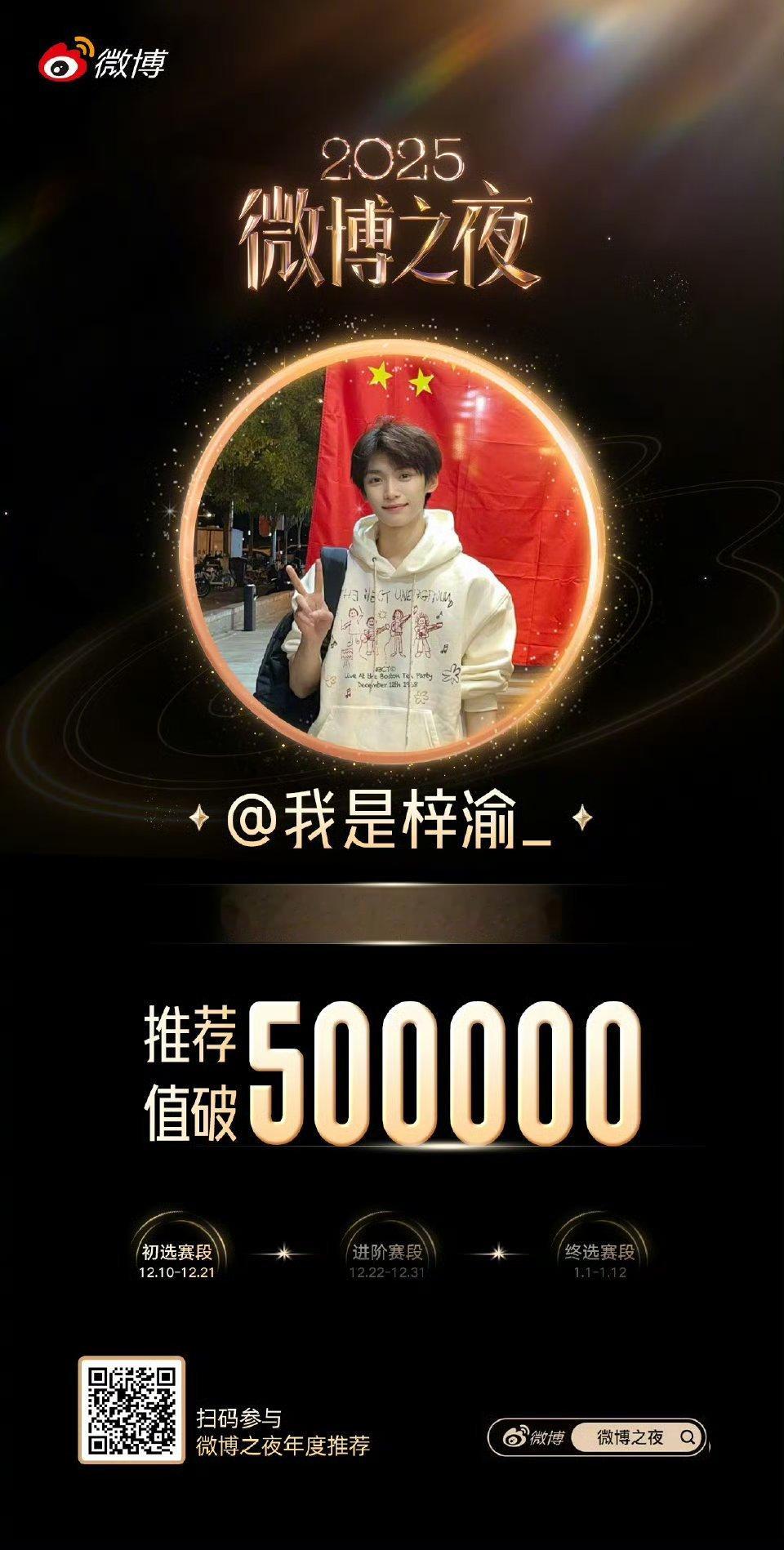 哦莫哦莫 梓渝和田栩宁推荐值这么高，微博之夜不会真的请他俩吧，那岂不是要同台 别