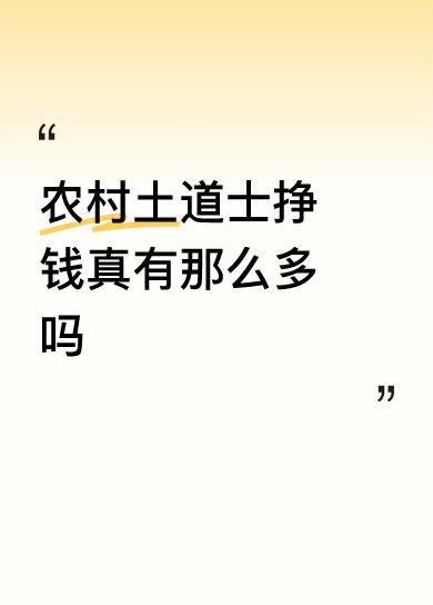 农村土道士挣钱真有那么多吗