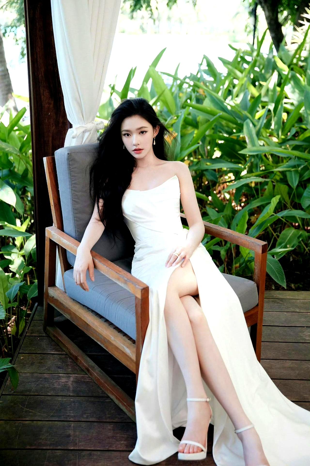 海风轻拂发梢，林允一袭白裙定格海边浪漫。
 

她把这身白裙穿去海边，任由海风吹