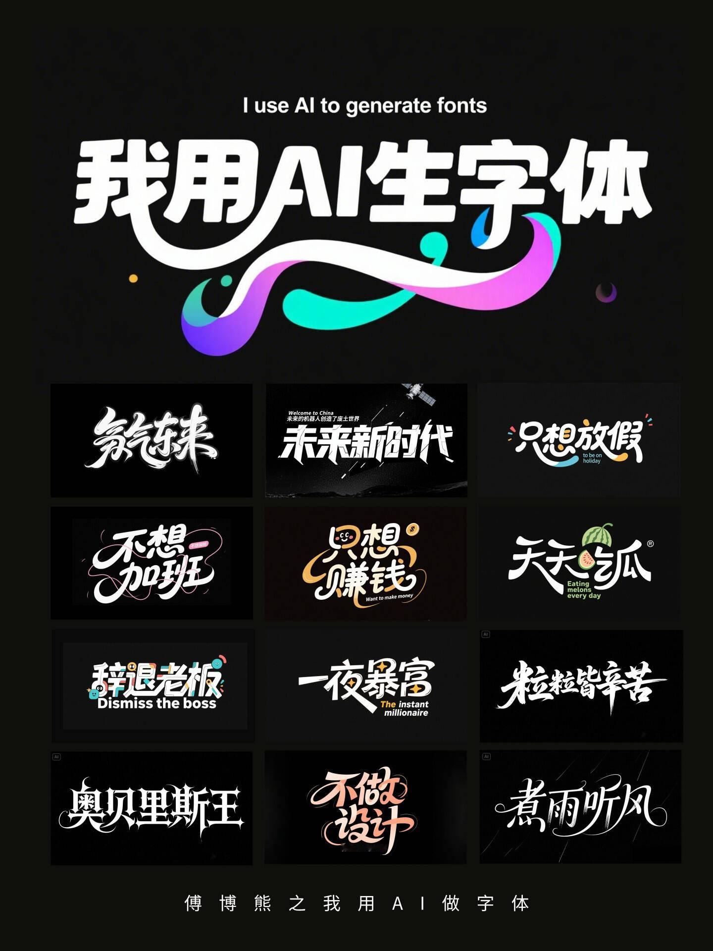 字体设计ai创造营 别再用PS美化字体了！AI一键生成17款字体提示词 ​​​