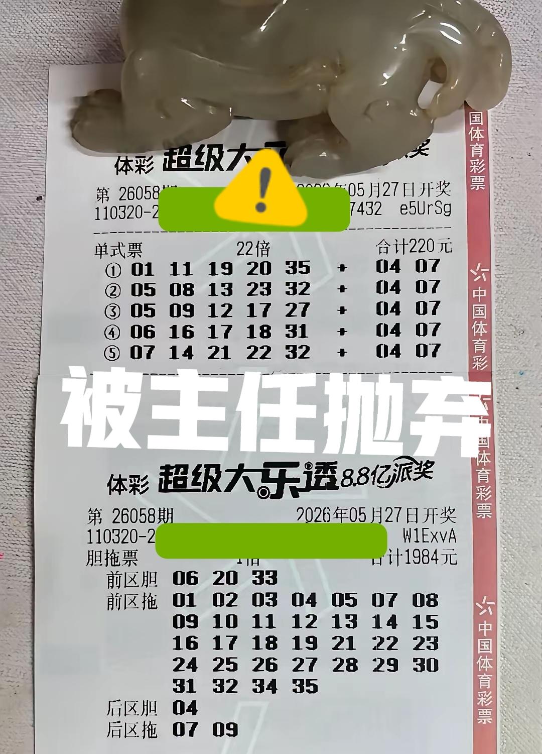 大佬被主任抛弃了，而且是狠狠地抛弃，蓝区全杀就算了，那张大复式三个胆码一个没中，
