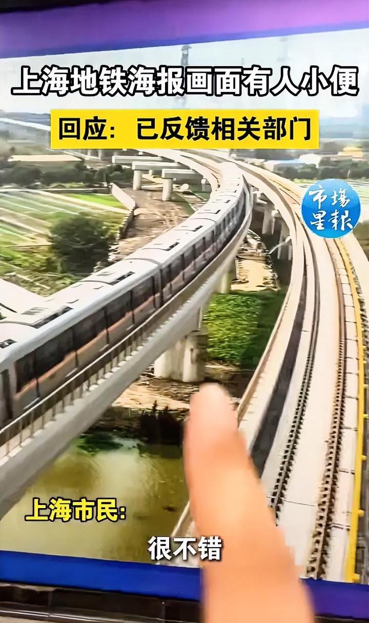 地铁宣传海报上有人尿尿，承包了我一天的笑点。
这位网友眼睛真尖，发现上海地铁一张