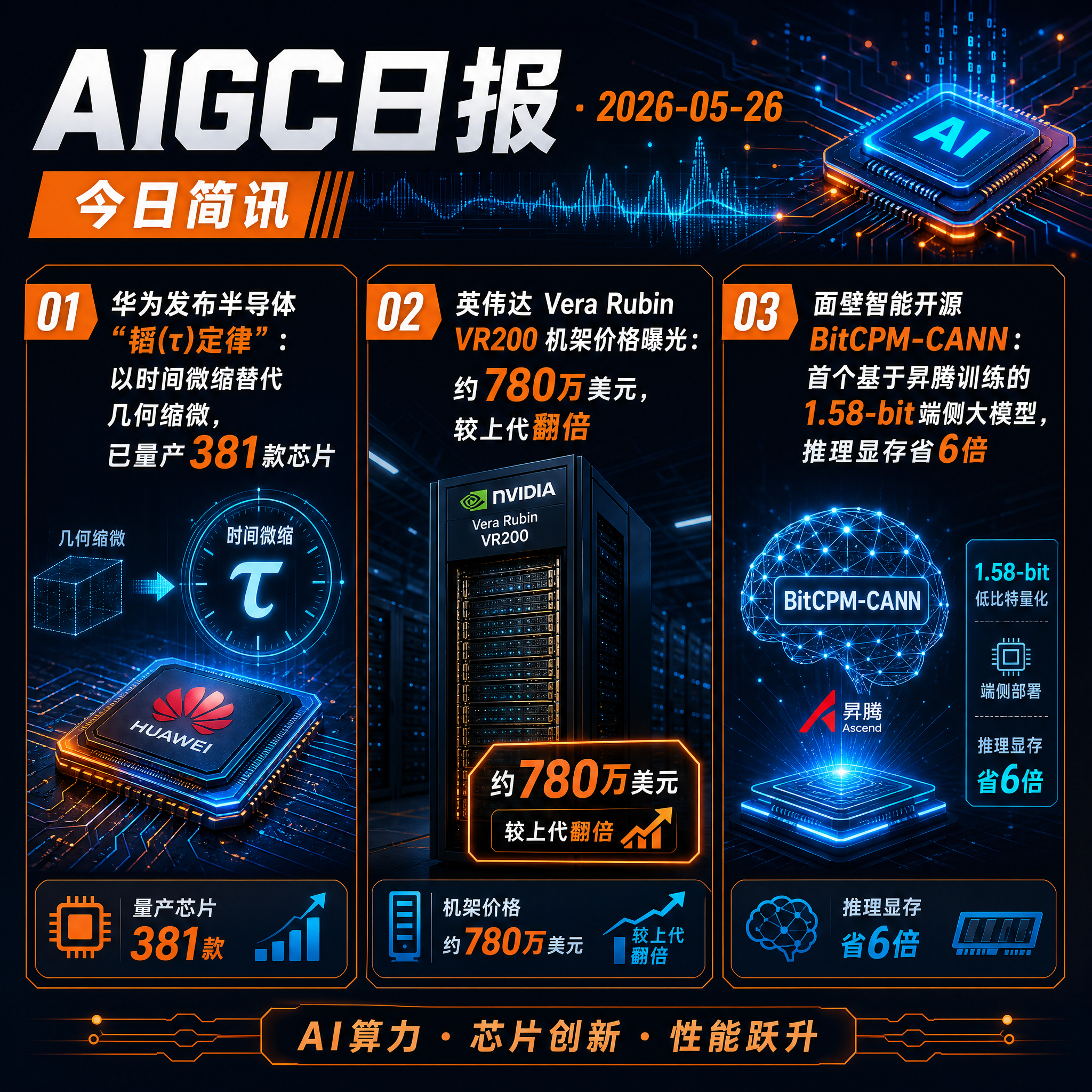 【AIGC日报 · 2026-05-26】今日简讯：1、华为发布半导体"韬(τ)