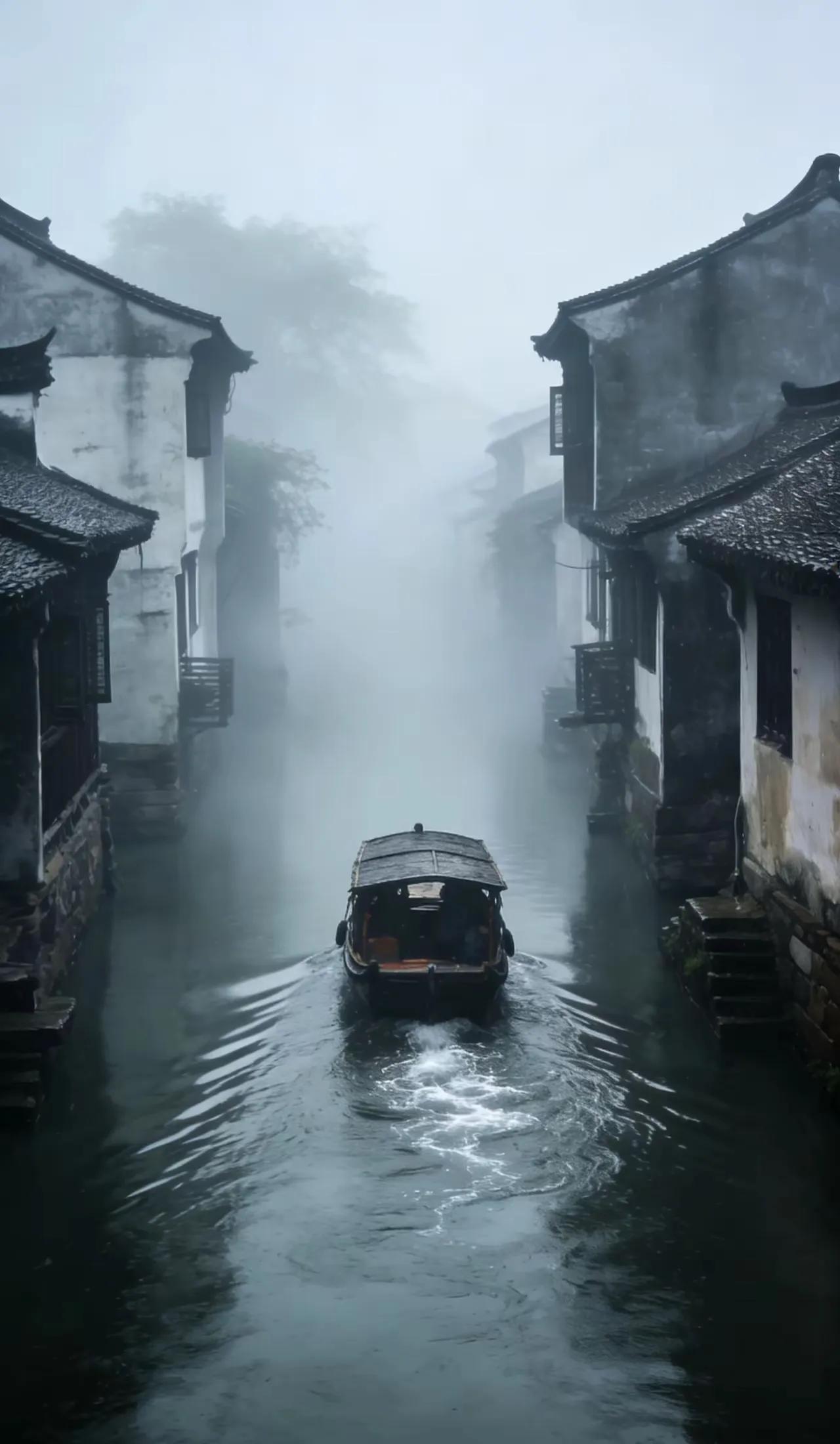 细雨绵绵飘古巷，
春风飒飒到田间。
横批：《古巷与田间》